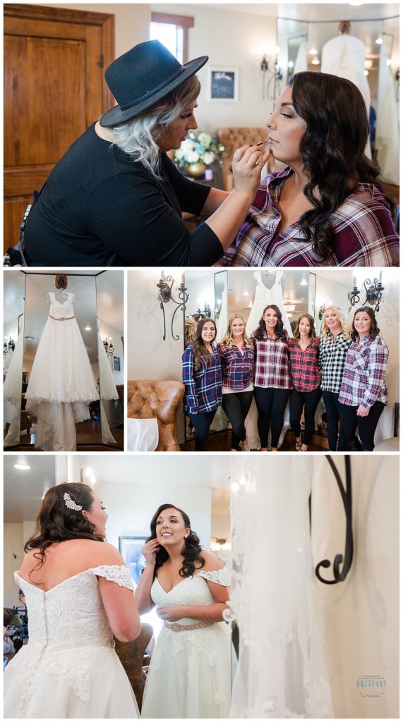 getting ready photos in bridal suite at the venue