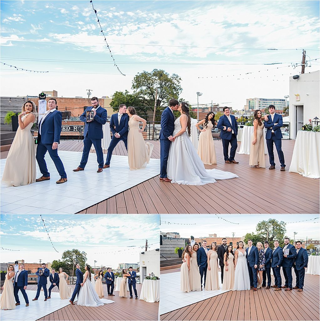 Wedding party on rooftop at 2616 Commerce Event Center