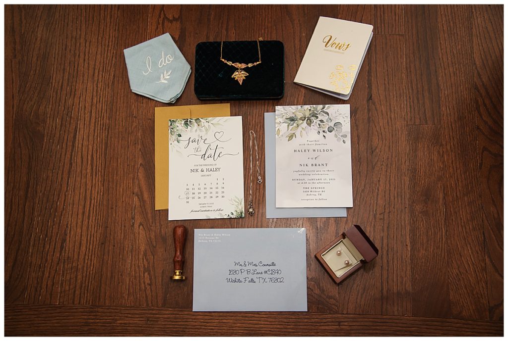 wedding invitation, save the date, and bride's accessories 