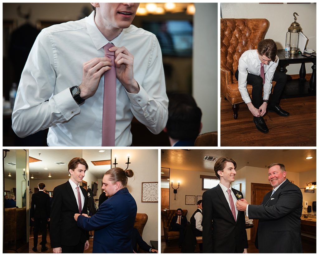 Groom getting ready photos at The Lodge Denton