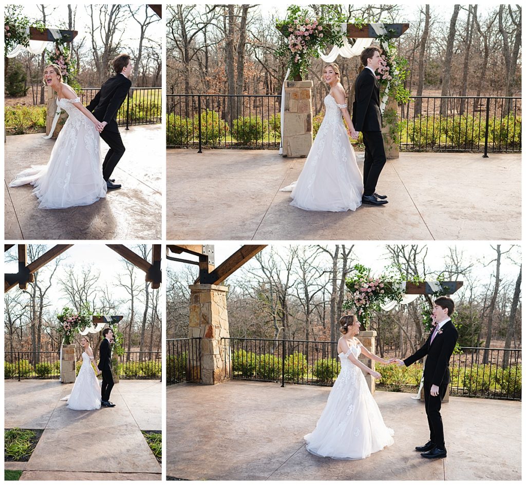 bride and groom first look 