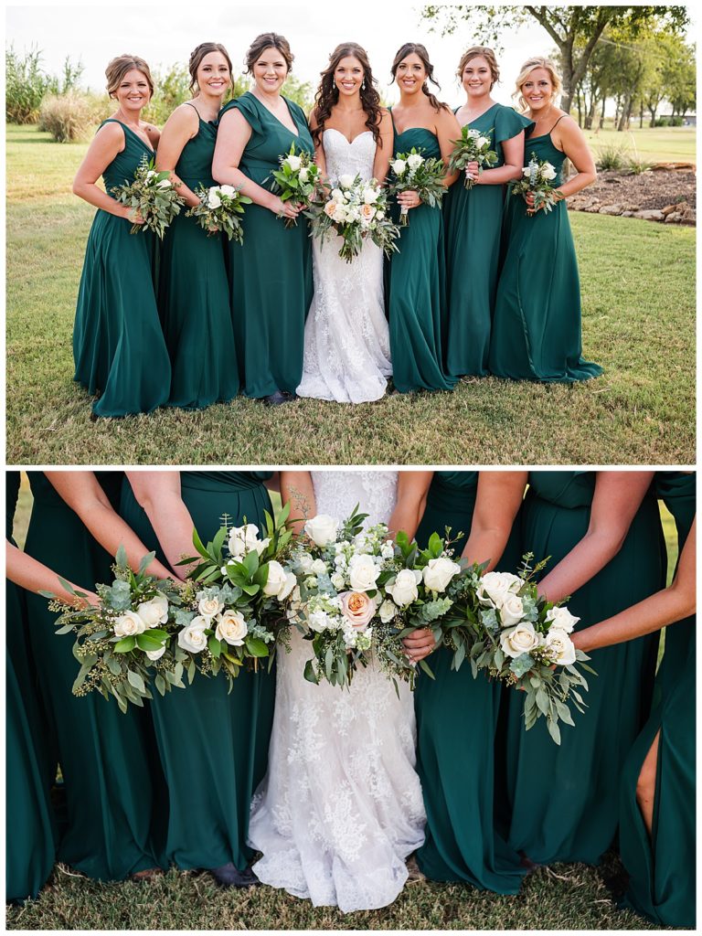 bride and bridesmaids photos and flowers 