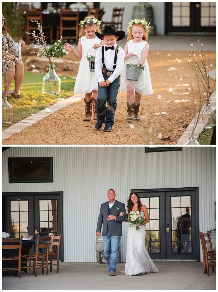Ceremony photos at Wolf Ridge Farms in Gainesville, TX 