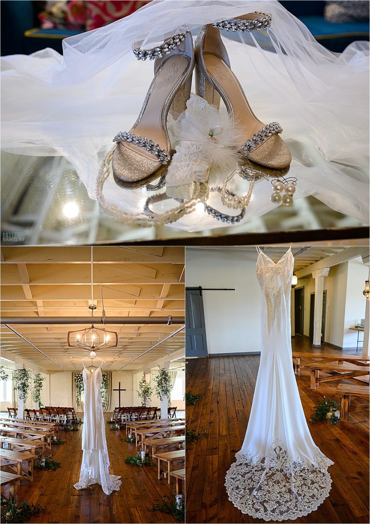 Bride's details and dress at The Brik