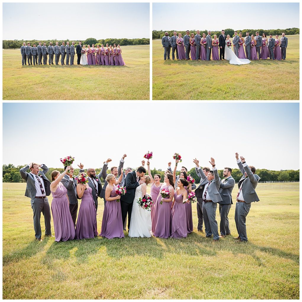 wedding party photos with bride and groom 