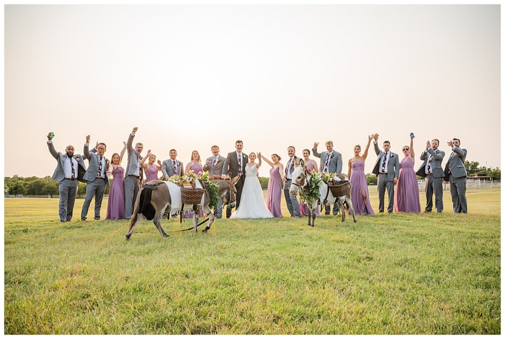 Wedding party with beer burros 