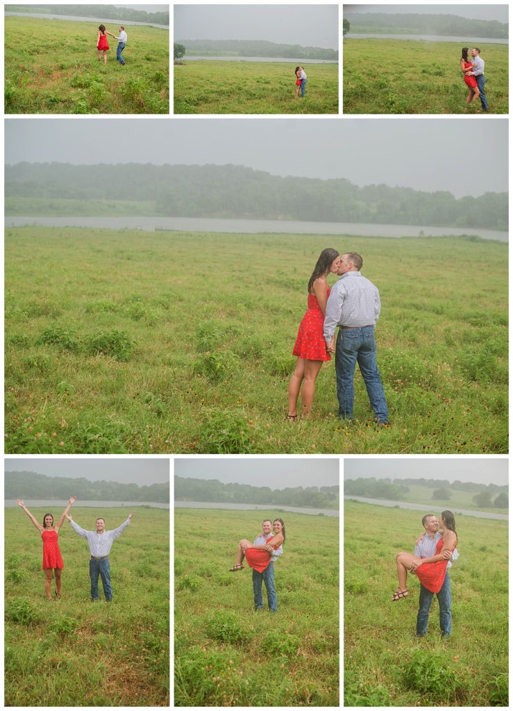 Engagement photos in the rain 