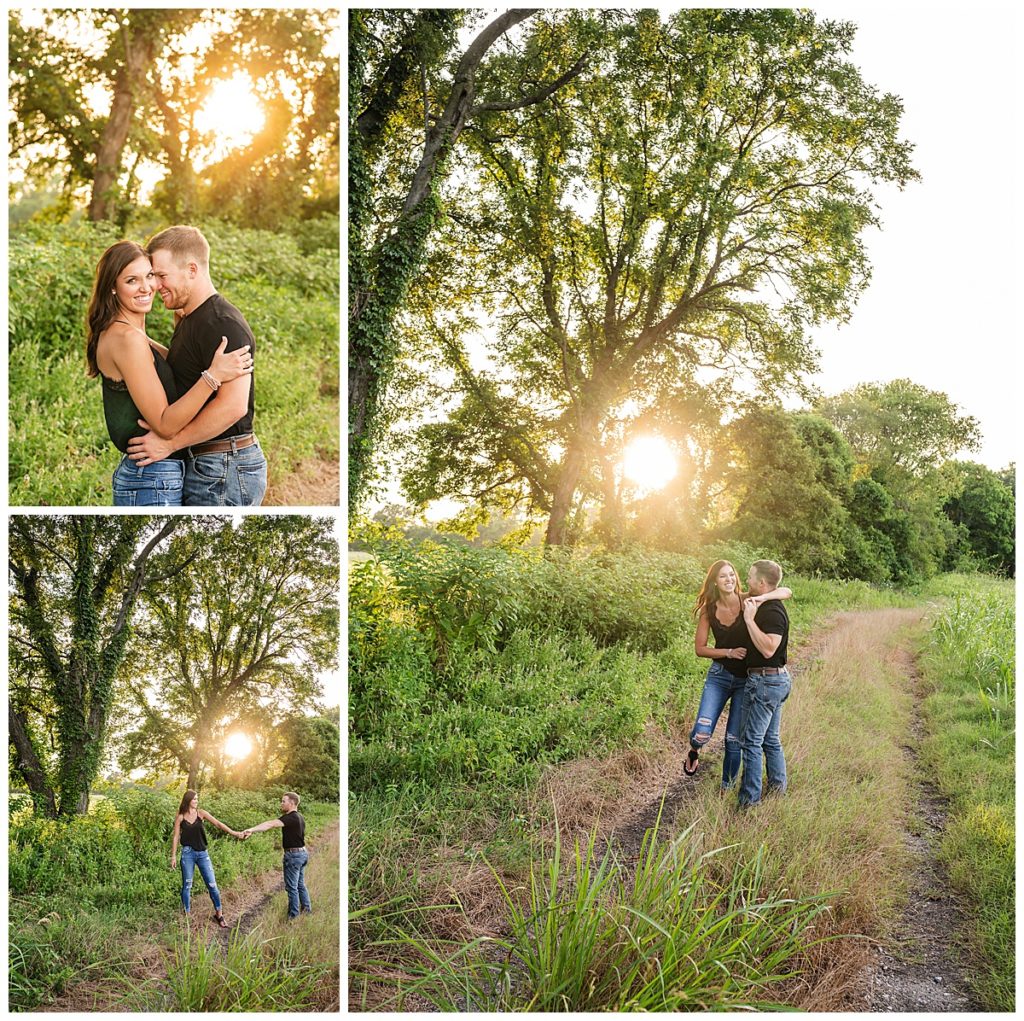 country engagement photos in a field 