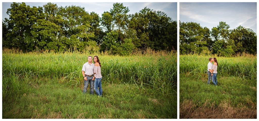 engagement photos in field 