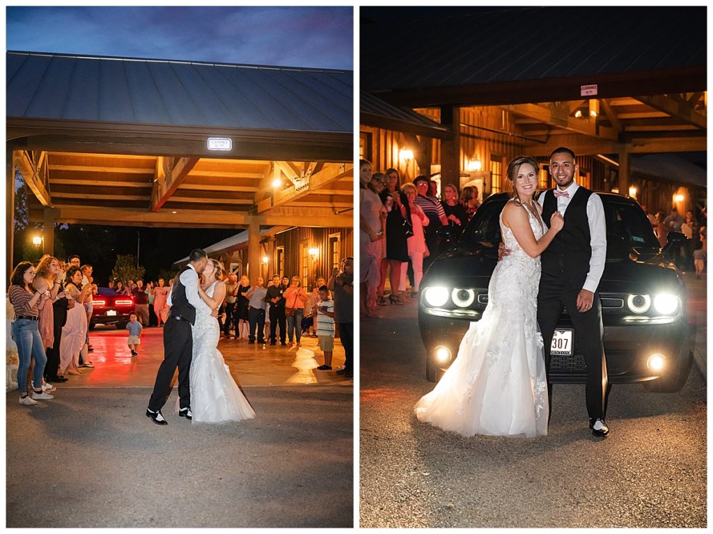 Bride and groom exit at The Ranch Denton wedding venue 
