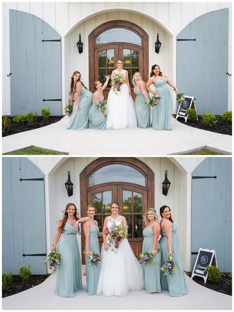 Bride and Bridesmaids at The French Farmhouse wedding venue 
