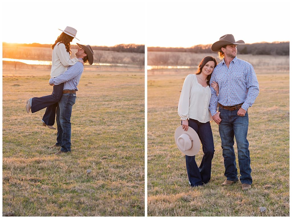 Engagement photos in field by Brittany Barclay Photography