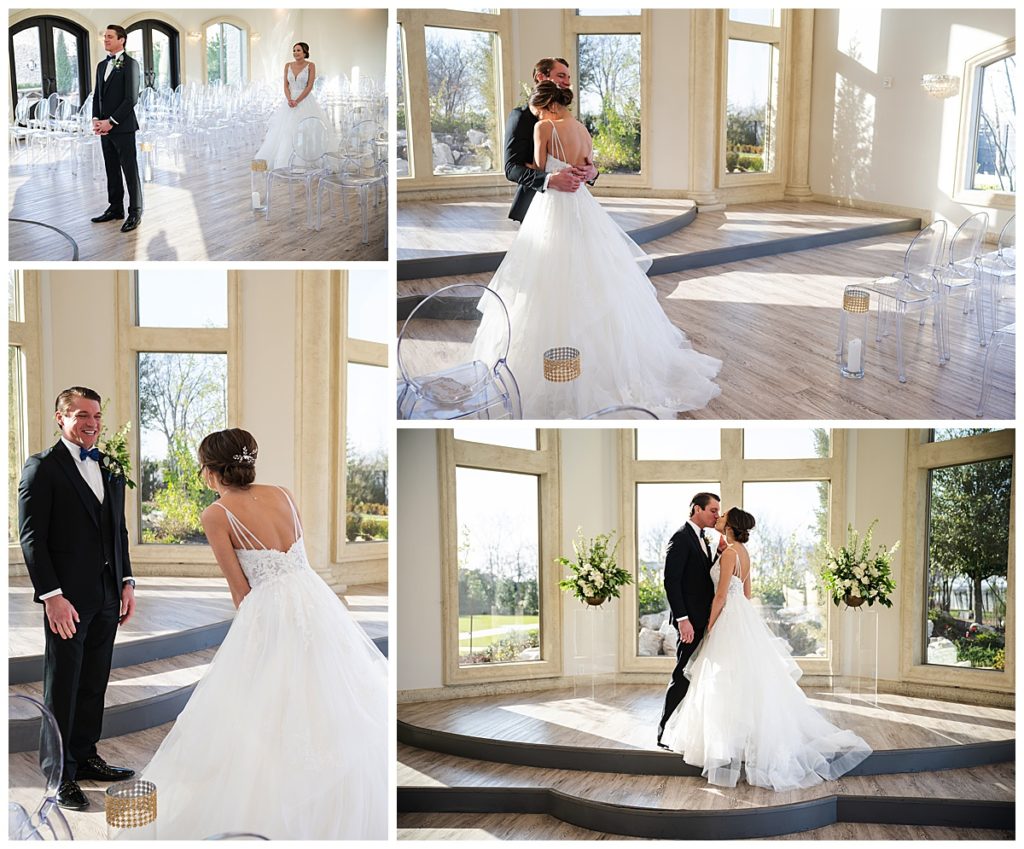 Bride and groom first look photos at knotting hill 