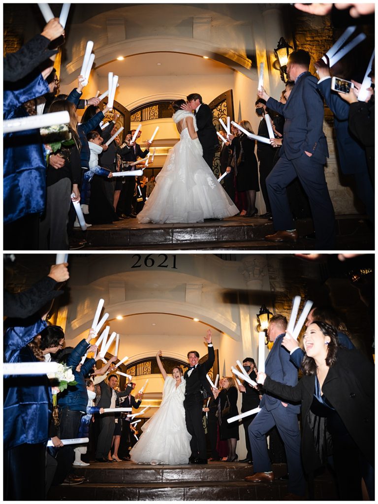 Bride and groom exit at Knotting Hill 