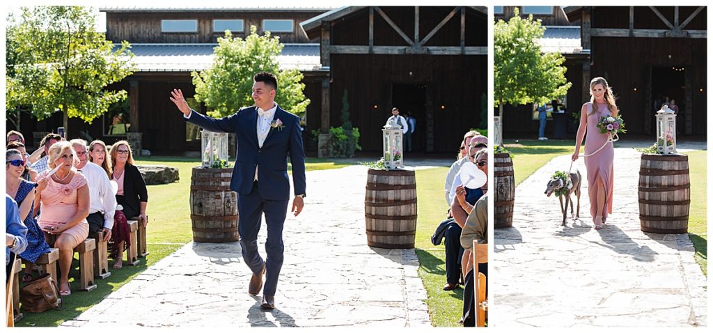 Groom and Dog of Honor walking down the aisle