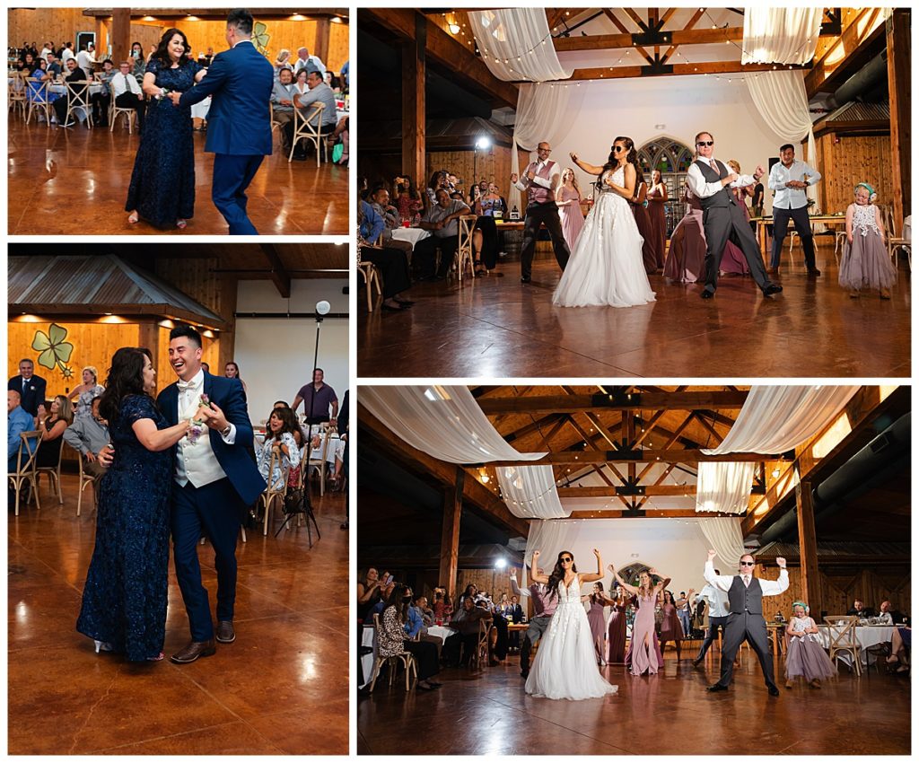 Parent dances and choreographed dance with dad and bridal party 