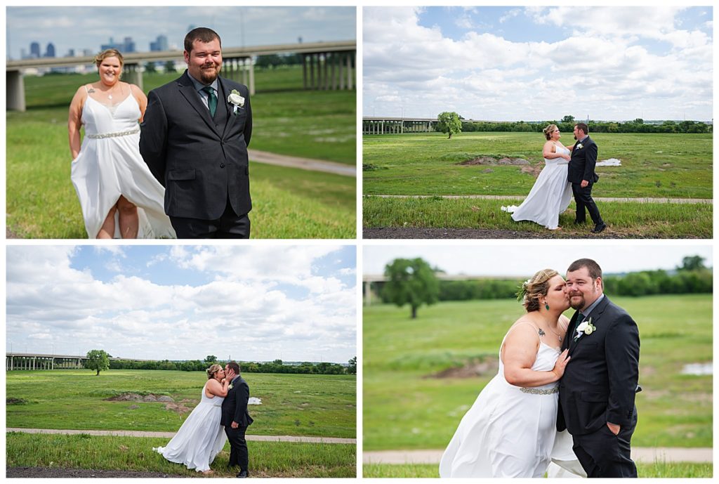 Bride and groom first look on the leeve in Dallas