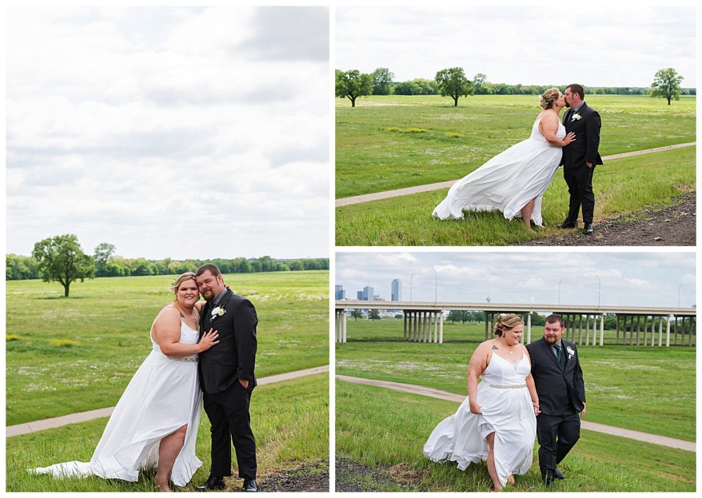 Bride and groom photos on the leeve