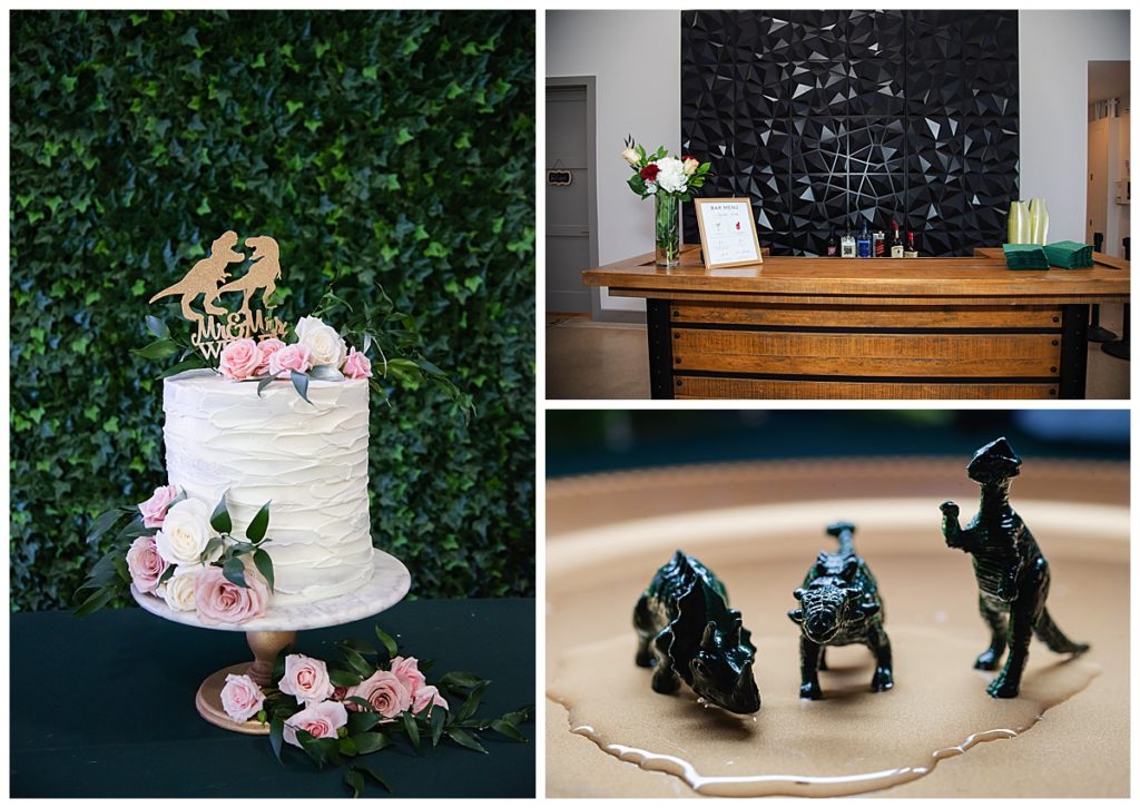 dinos, cake photos and the bar at On The Leeve