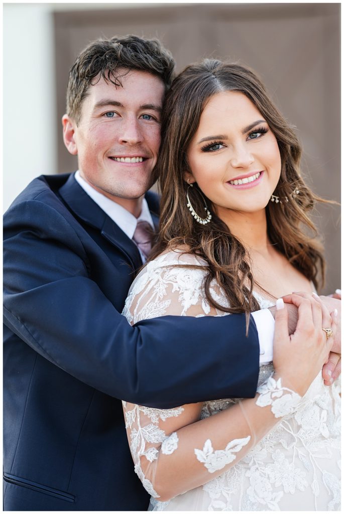 Bride and groom close up photo