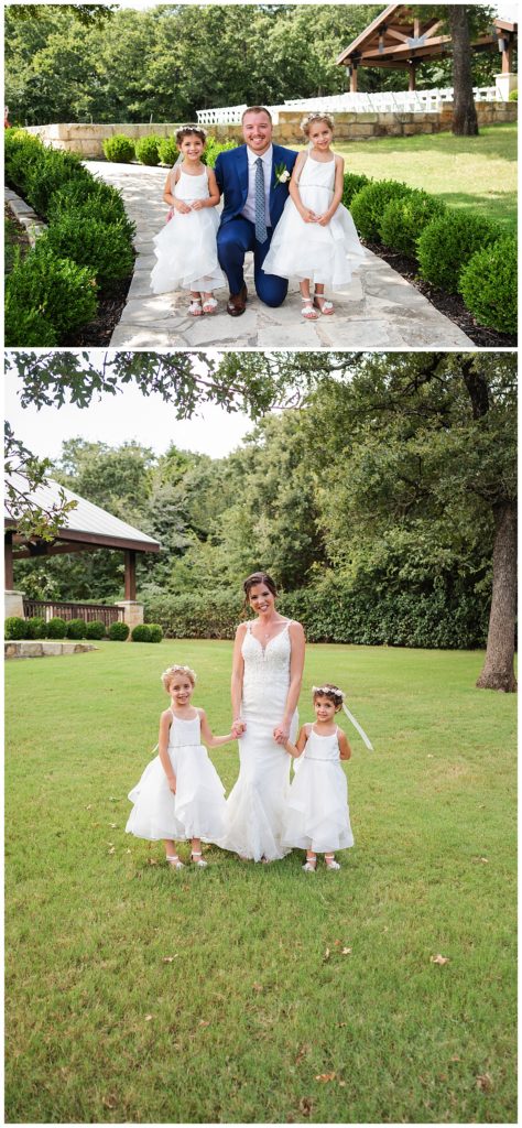 flower girls with bride and groom 