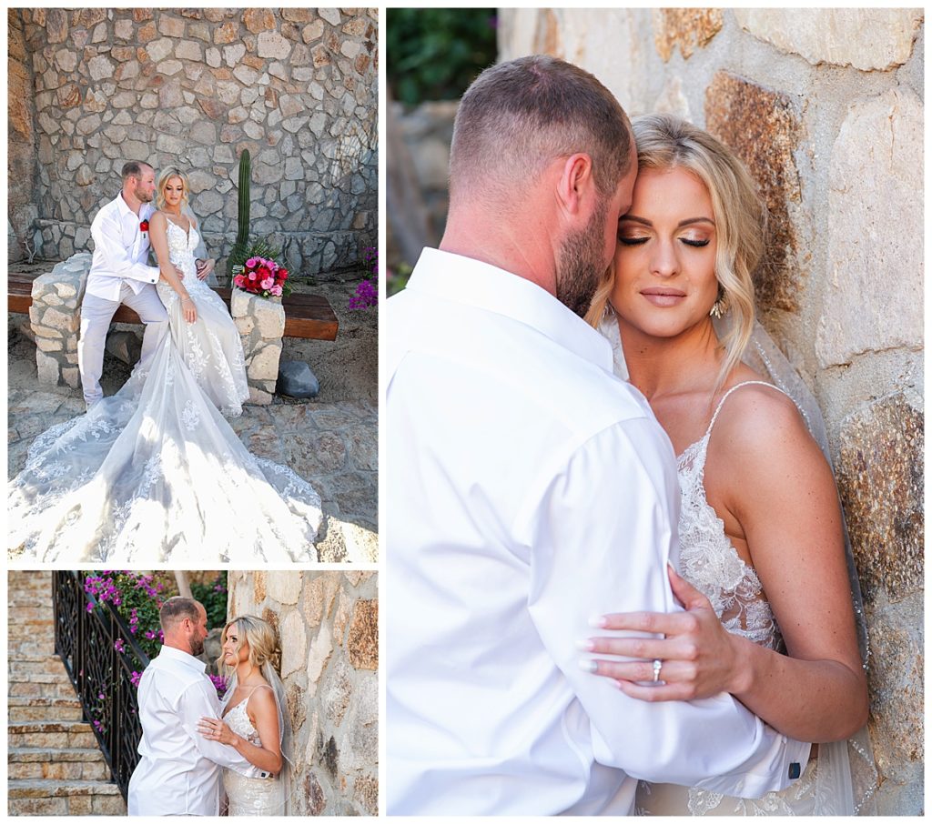Photos of bride and groom at Sandos Finisterra hotel in Los Cabos 