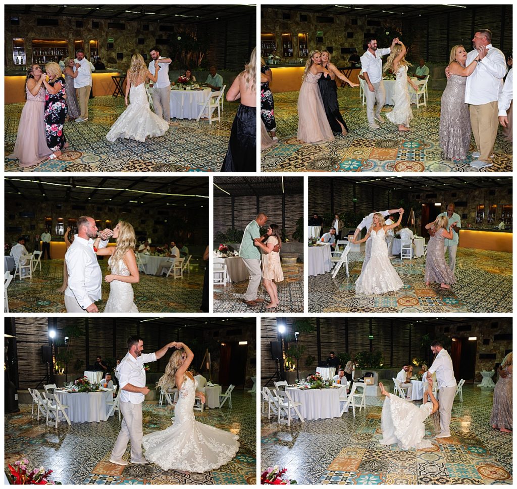 reception dancing photos at Sandos Finisterra wedding 