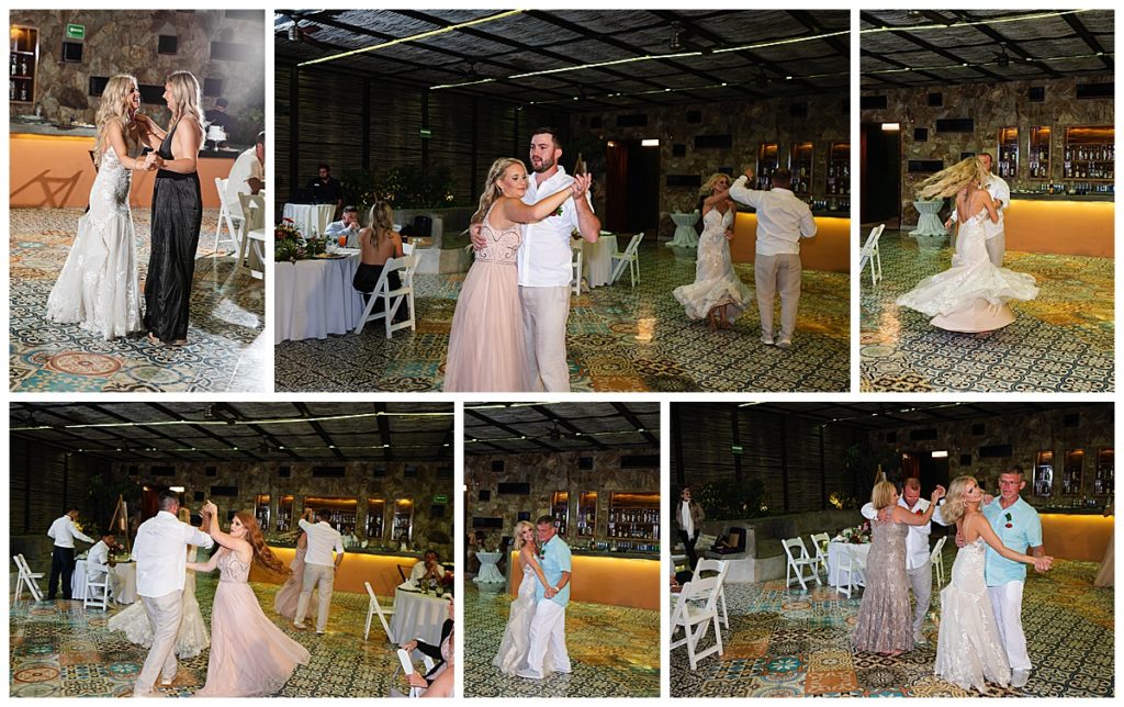 reception dancing photos at Sandos Finisterra wedding 