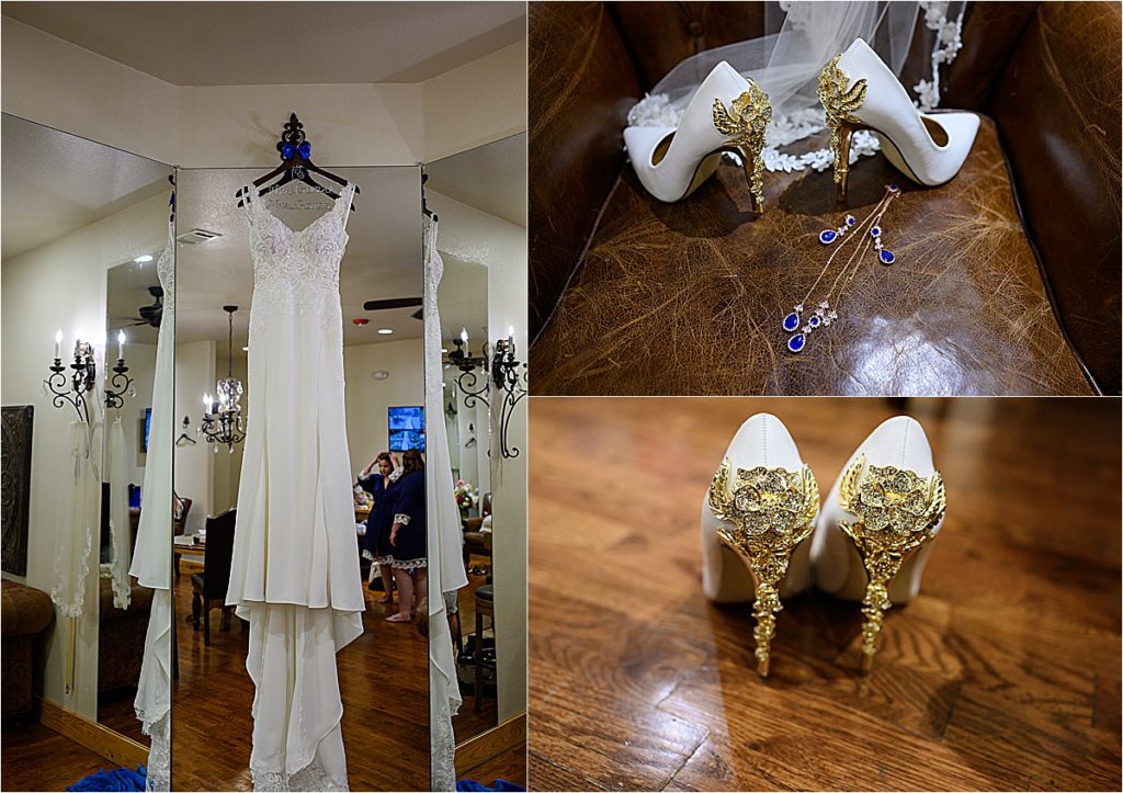Bride's dress, shoes, and jewelry The Ranch Denton