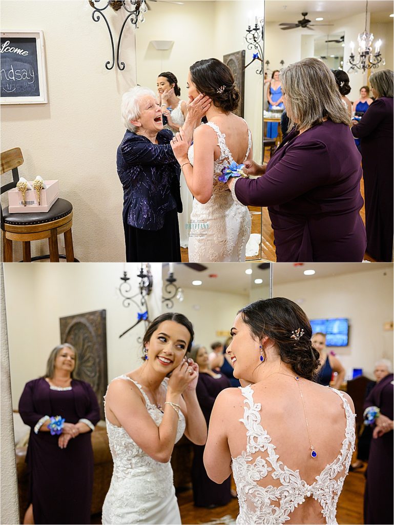 Bride getting dressed at The Ranch