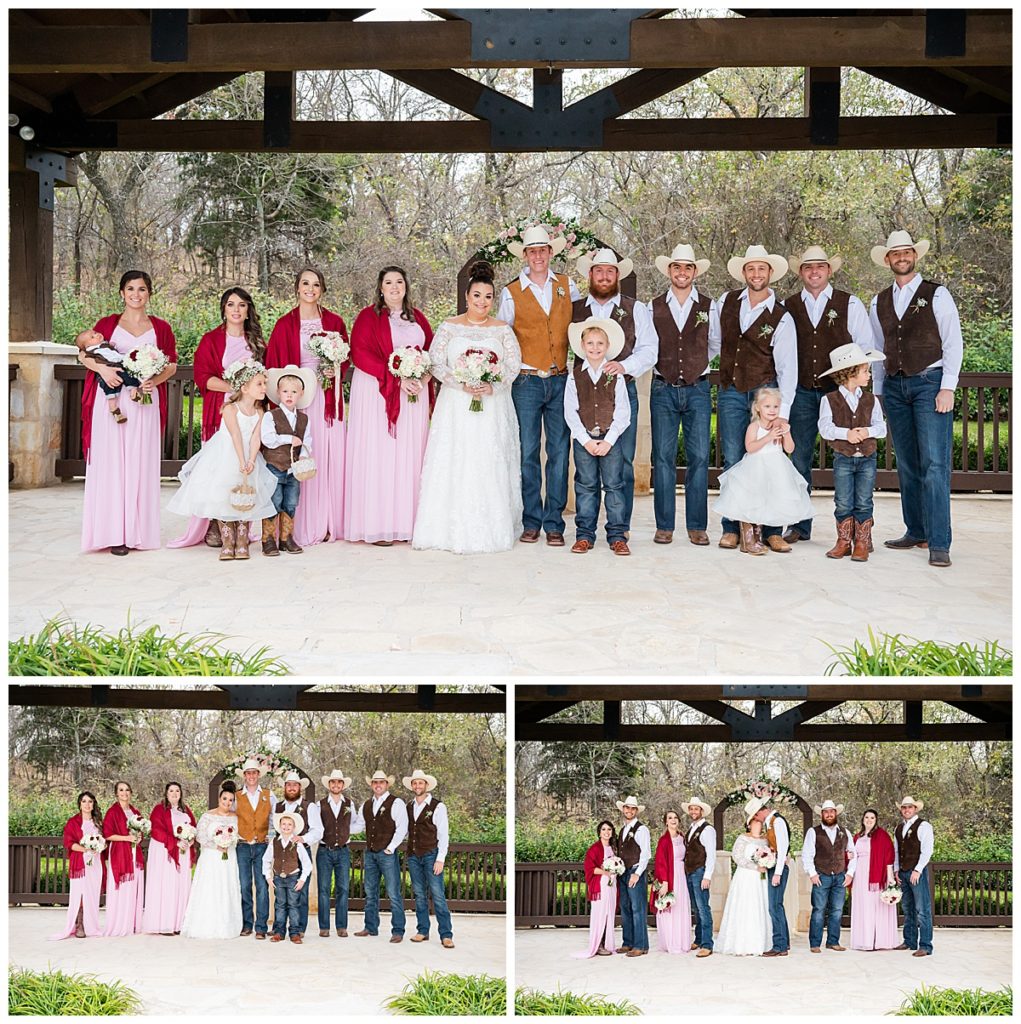 full wedding party photos at the ranch 