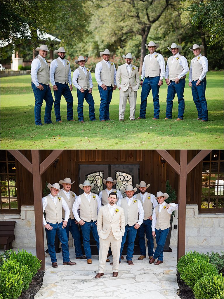 Groom & Groomsmen cowboy attire at the Springs Ranch Denton