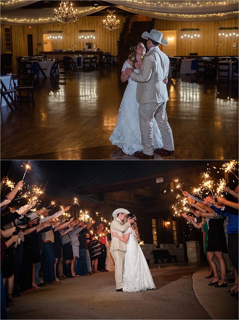 Bride and Groom final last dance and sparkler exit photo
