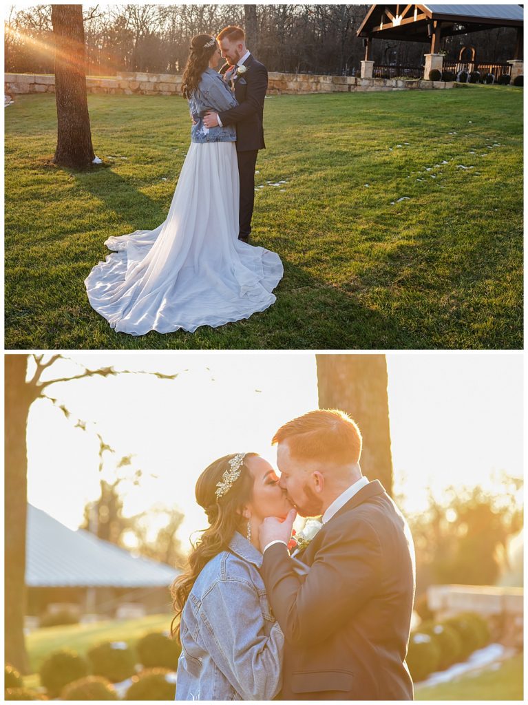 Bride and groom photos at golden hour at The Springs 