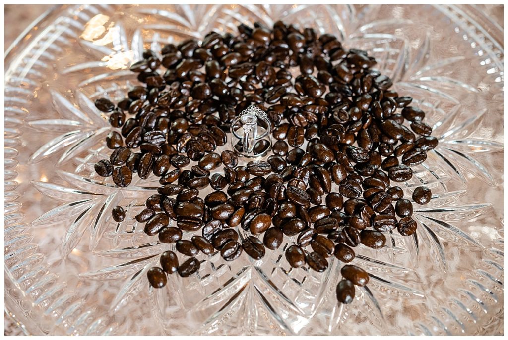 wedding rings in coffee beans